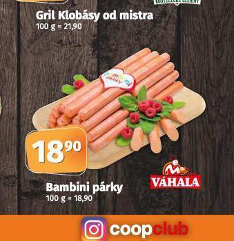 Coop Bambini párky nabídka