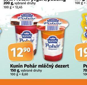 Coop Kunín pohár mléčný dezert nabídka