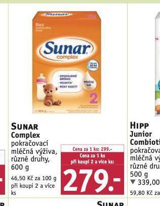Rossmann Sunar complex pokračovací kojenecká výživa nabídka