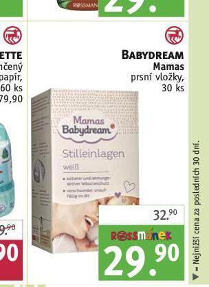 Rossmann Babydream mamas prsní vložky nabídka