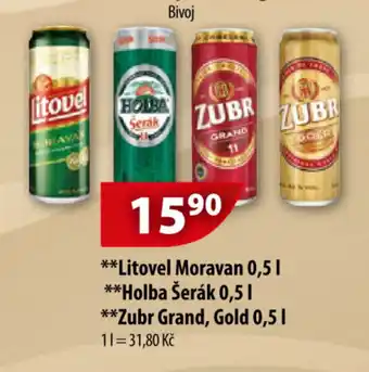 CBA Litovel Moravan, Holba Šerák, Zubr Grand, Gold 500ml nabídka