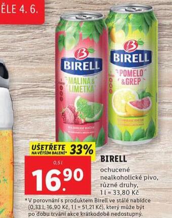 Lidl Birell ochucený nabídka