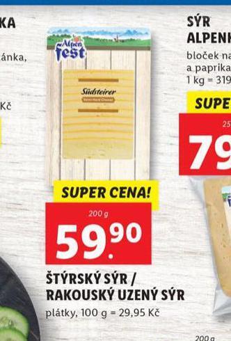 Lidl Štýrský sýr nabídka