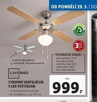 Lidl Stropní ventilátor s led svítidlem nabídka