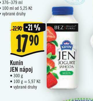 Jip Kunín jen nápoj nabídka