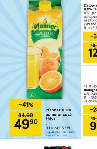 Tesco Pfanner pomerančová šťáva 100% nabídka