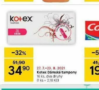 Tesco Kotex dámské tampony nabídka
