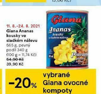 Tesco Giana ananas ve sladkém nálevu nabídka
