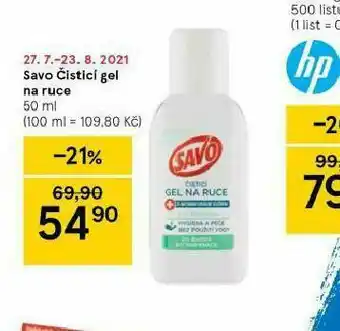 Tesco Savo čistící gel na ruce nabídka