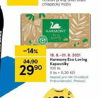 Tesco Harmony eco loving kapesníky nabídka