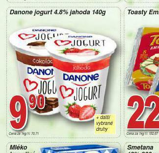 Lidl Danone jogurt 4,8% jahoda nabídka
