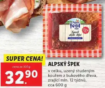 Lidl Alpský špek, cena za 100 g nabídka