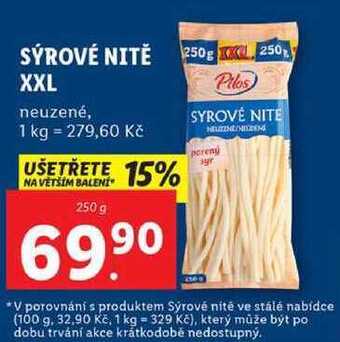 Lidl Sýrové nitě xxl, 250 g nabídka