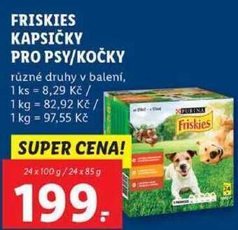 Lidl Friskies kapsičky pro psy/kočky, 24x 100 g/24x 85 g nabídka