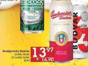 Jip Budějovický budvar světlý ležák, 0,5 l nabídka