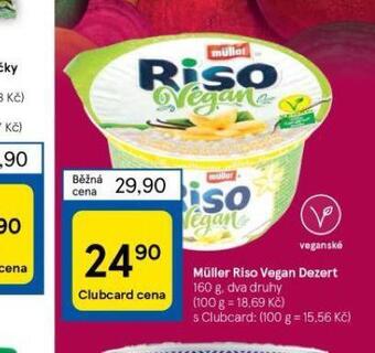 Tesco Müller riso vegan dezert nabídka