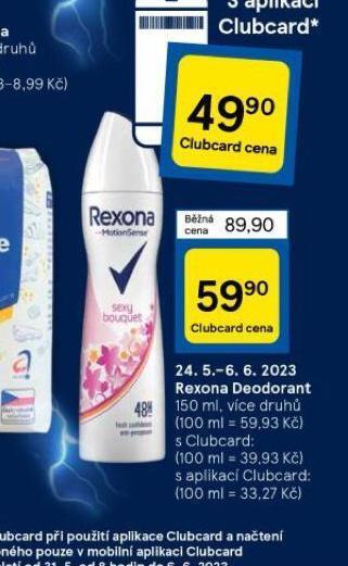 Tesco Rexona deodorant nabídka