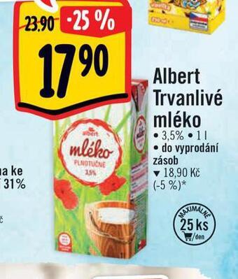 Albert Trvanlivé mléko nabídka