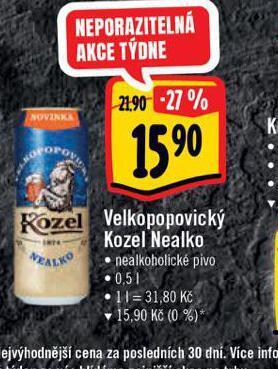 Albert Pivo velkopopovický kozel nealko nabídka