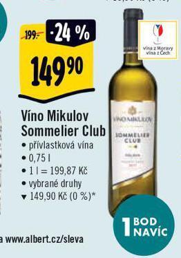 Albert Víno mikulov sommelier club nabídka