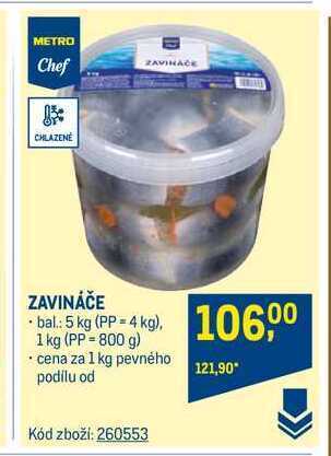 Makro Metro chef zavináče 1 kg pevného podílu nabídka