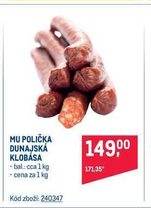 Makro Maso uzeniny polička dunajská klobása 1 kg nabídka