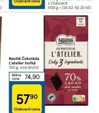 Tesco Nestlé čokoláda l´atelier hořká nabídka