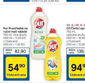 Tesco Pur prostředek na ruční mytí nádobí nabídka