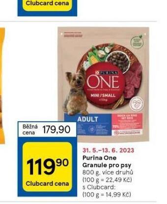 Tesco Purina one granule pro psy nabídka