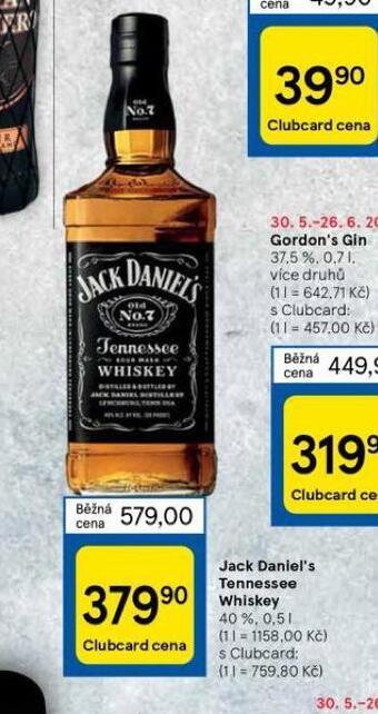 Tesco Jack daniel´s tennessee whiskey nabídka
