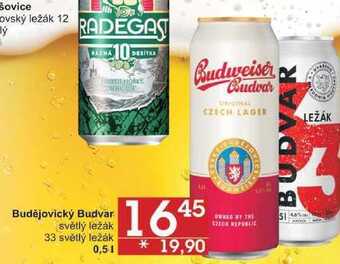 Jip Budějovický budvar světlý ležák, 0,5 l nabídka