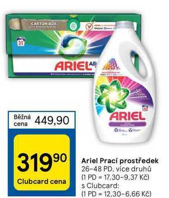 Tesco Ariel prací prostředek 26-48 pd nabídka