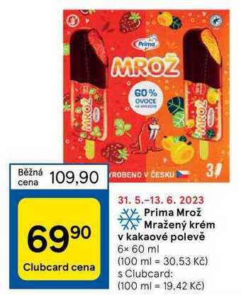 Tesco Prima mrož mražený krém v kakaové polevě 6 x 60 ml nabídka