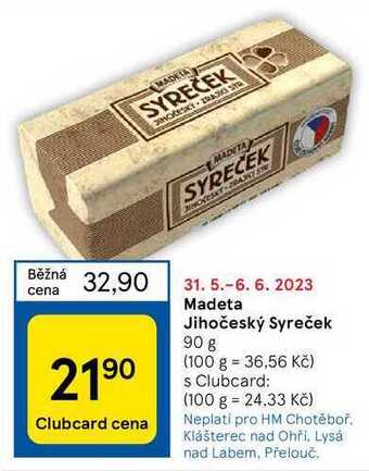 Tesco Madeta jihočeský syreček 90 g nabídka