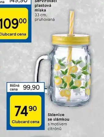 Tesco Sklenice se slámkou s motivem citrónů nabídka