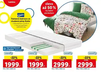 Lidl 7zonová matrace ze studené pěny Kulm H2/90x200cm nabídka