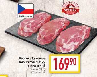 Billa Vepřová krkovice minutkové plátky extra tenké cena za 600 g nabídka