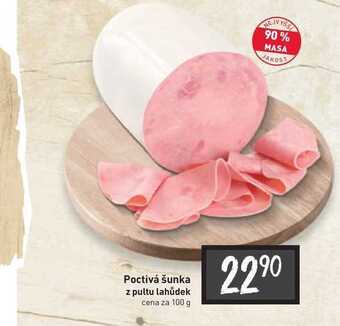 Billa Poctivá šunka z pultu lahůdek cena za 100 g nabídka