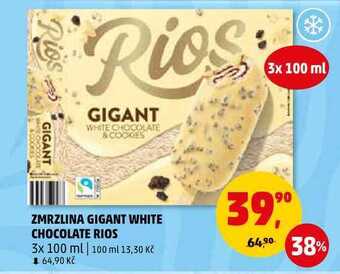 Penny Market Zmrzlina gigant white chocolate rios, 3x 100 ml nabídka
