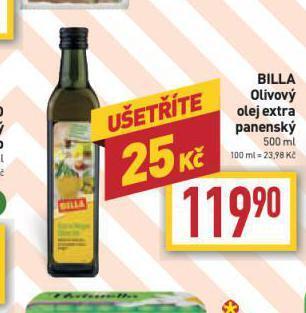 Billa Olivový olej extra panenský nabídka