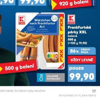Kaufland Frankfurtské párky xxl nabídka