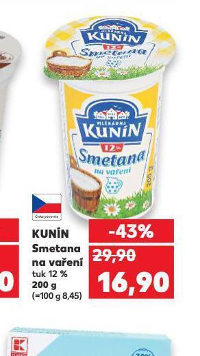 Kaufland Kunín smetana na vaření nabídka