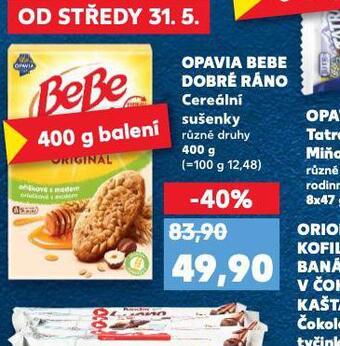 Kaufland Opavia bebe dobré ráno cereální sušenky nabídka