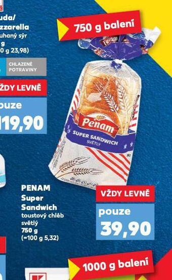 Kaufland Penam super sandwich nabídka