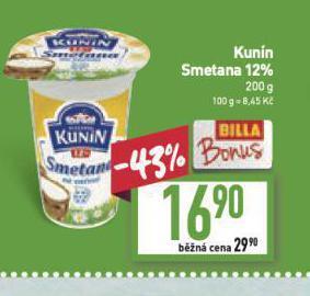 Billa Kunín smetana nabídka