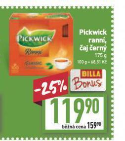 Billa Pickwick čaj nabídka