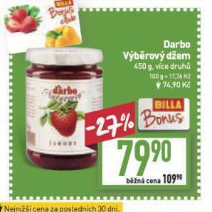 Billa Darbo výběrový džem nabídka