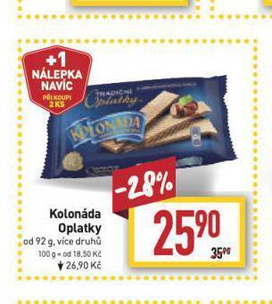 Billa Kolonáda oplatky nabídka
