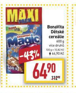 Billa Bonavita dětské cereálie nabídka