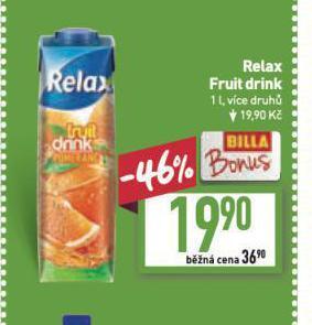 Billa Relax fruit drink nabídka
